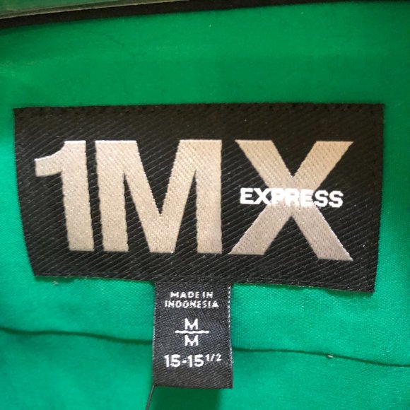 Express 1MX Mens Modern Fit Stretch Cotton Slim Dress Shirt Green Medium NEW - Picture 4 of 6